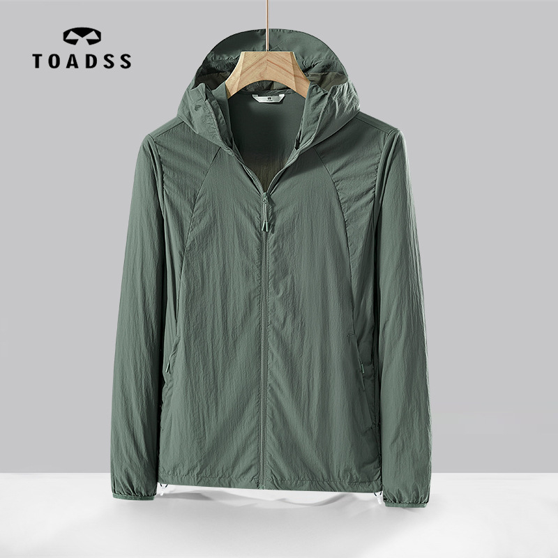 Unisex kapucňová bunda proti slnečnému UV svetlu, tenká letná priedušná nylonová látka, 100% nylon, UPF50+, vrecká na zips