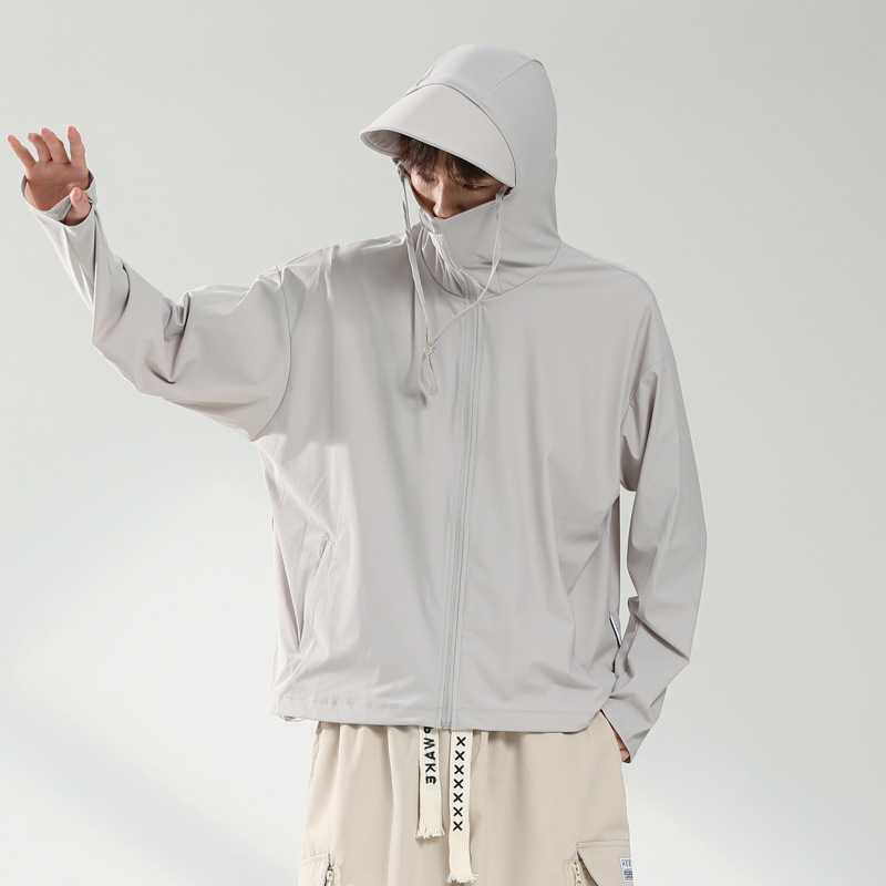 Unisex outdoor vetrovka s UPF50+, ľahká, rýchloschnúca, priedušná, odvádza vlhkosť, s kapucňou