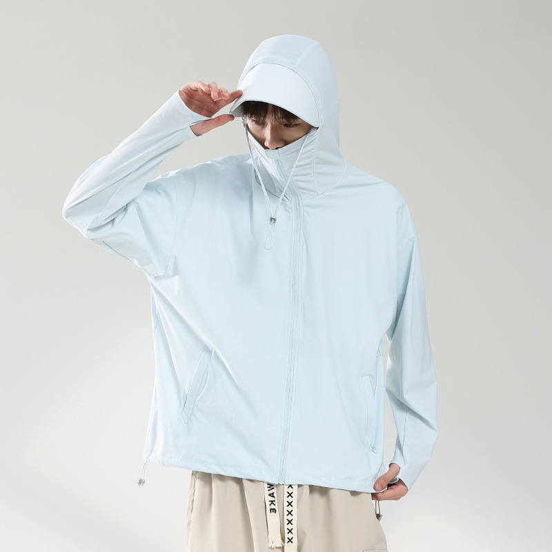 Unisex outdoor vetrovka s UPF50+, ľahká, rýchloschnúca, priedušná, odvádza vlhkosť, s kapucňou