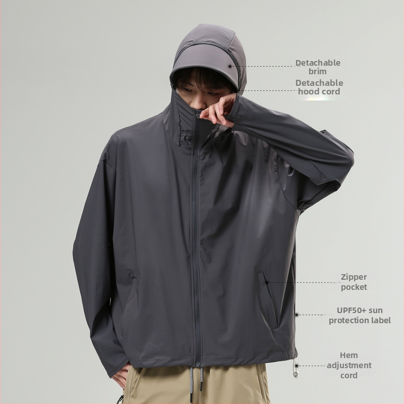 Unisex outdoor vetrovka s UPF50+, ľahká, rýchloschnúca, priedušná, odvádza vlhkosť, s kapucňou