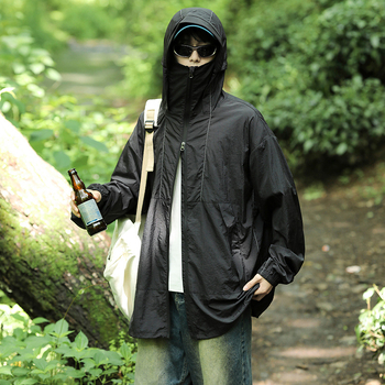 Pánska ľahká bunda v štýle K s kapucňou, rýchloschnúca, UPF100+ ochrana proti UV, 100% nylon