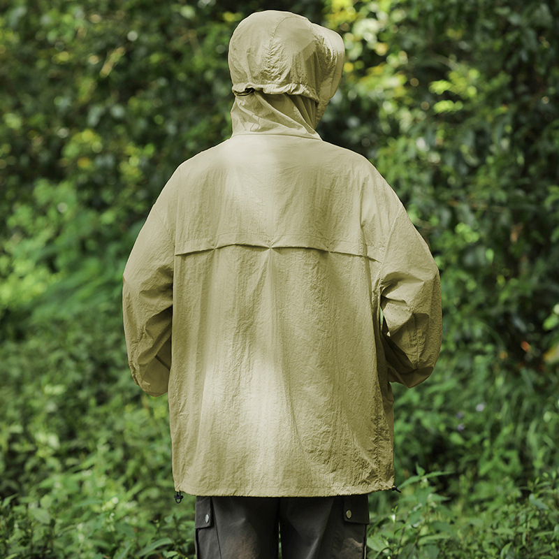 Pánska ľahká bunda v štýle K s kapucňou, rýchloschnúca, UPF100+ ochrana proti UV, 100% nylon