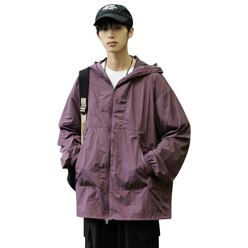 Pánska ľahká bunda v štýle K s kapucňou, rýchloschnúca, UPF100+ ochrana proti UV, 100% nylon