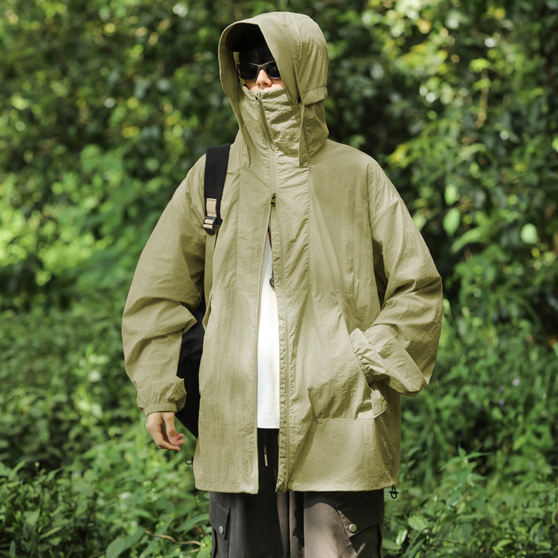 Pánska ľahká bunda v štýle K s kapucňou, rýchloschnúca, UPF100+ ochrana proti UV, 100% nylon