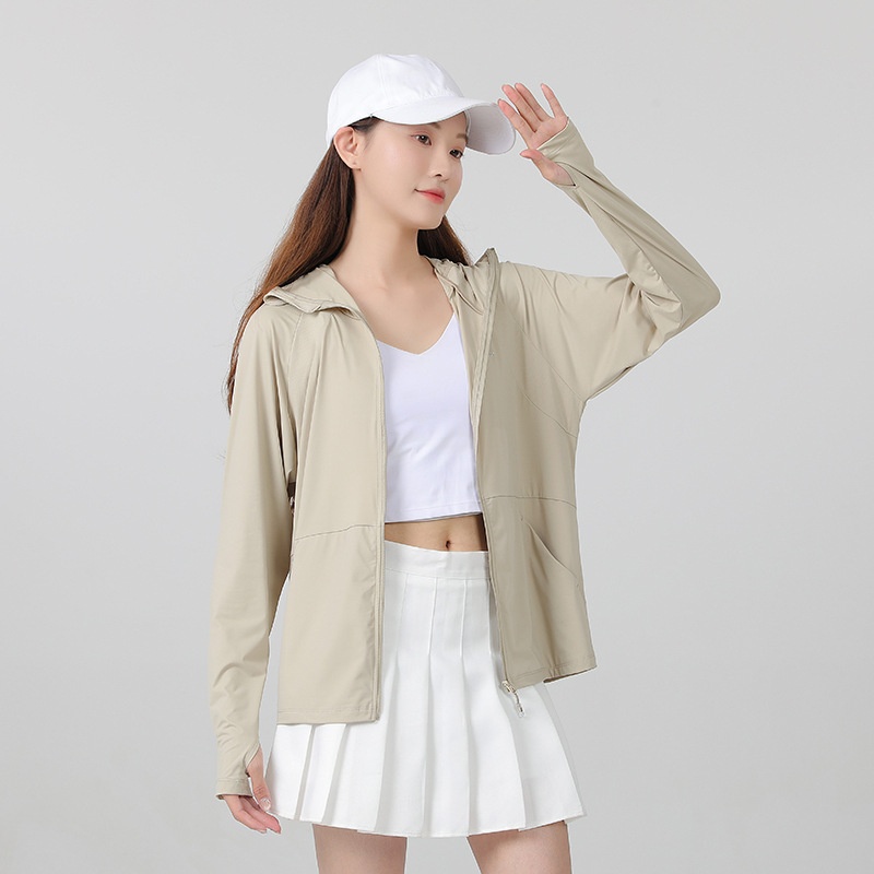 Dámska outdoor vetrovka s kapucňou, priedušný nylon, UPF50+ UV ochrana, letné použitie