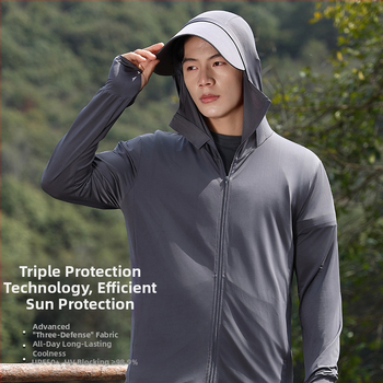 Vyriniai gobtuviniai saulės apsaugos marškiniai iš nailono – kvėpuojantys, UV apsauga, lengvi važiavimui dviračiu