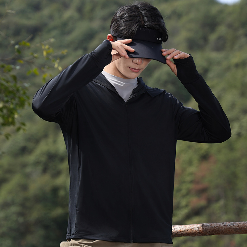 Vyriniai gobtuviniai saulės apsaugos marškiniai iš nailono – kvėpuojantys, UV apsauga, lengvi važiavimui dviračiu