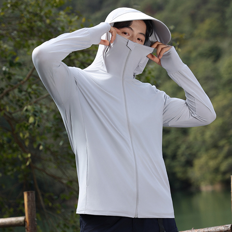 Vyriniai gobtuviniai saulės apsaugos marškiniai iš nailono – kvėpuojantys, UV apsauga, lengvi važiavimui dviračiu