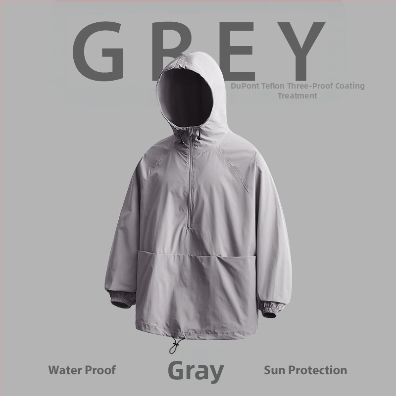 RFSD Pánske Kapucňové Slnko-ochranné Kabát – UPF50+, 100% Polyester, Zips, Voľný Strih