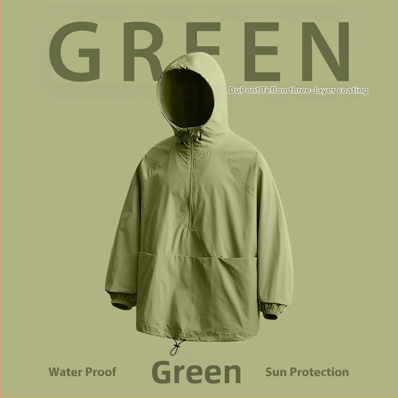 RFSD Pánske Kapucňové Slnko-ochranné Kabát – UPF50+, 100% Polyester, Zips, Voľný Strih