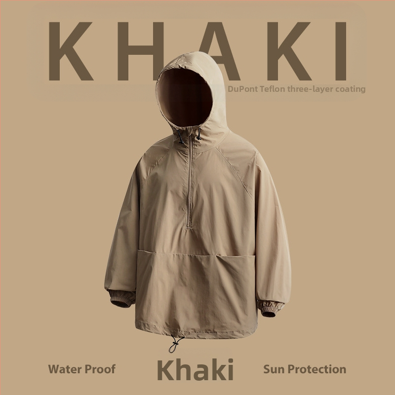 RFSD Pánske Kapucňové Slnko-ochranné Kabát – UPF50+, 100% Polyester, Zips, Voľný Strih