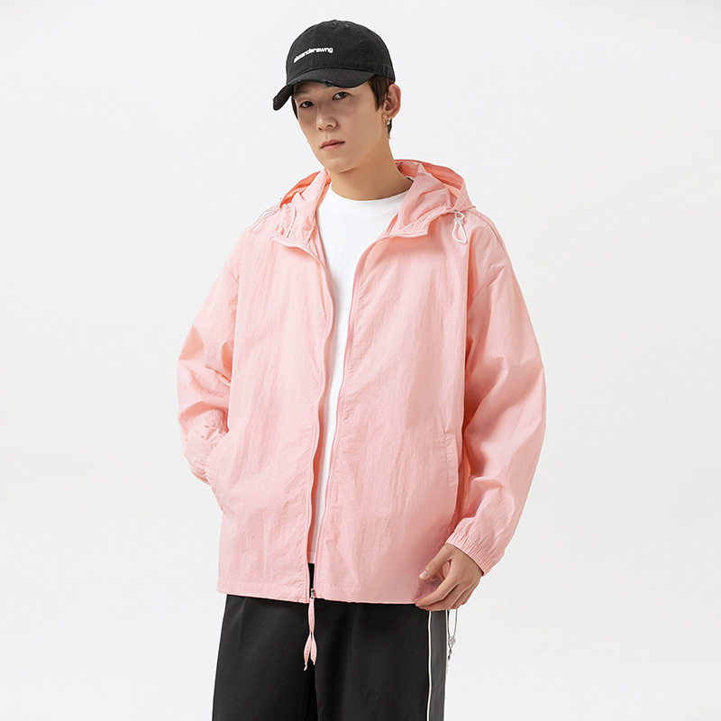 Яке с качулка за лято, леко нейлоново, UPF50+, свободен крой, странични джобове