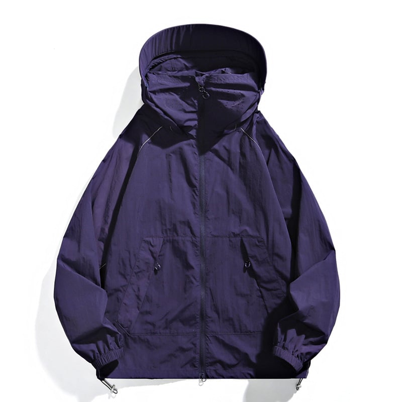 Outdoor windbreaker unisex s kapucňou, nylon, rýchloschnúci materiál, UPF50+ UV ochrana