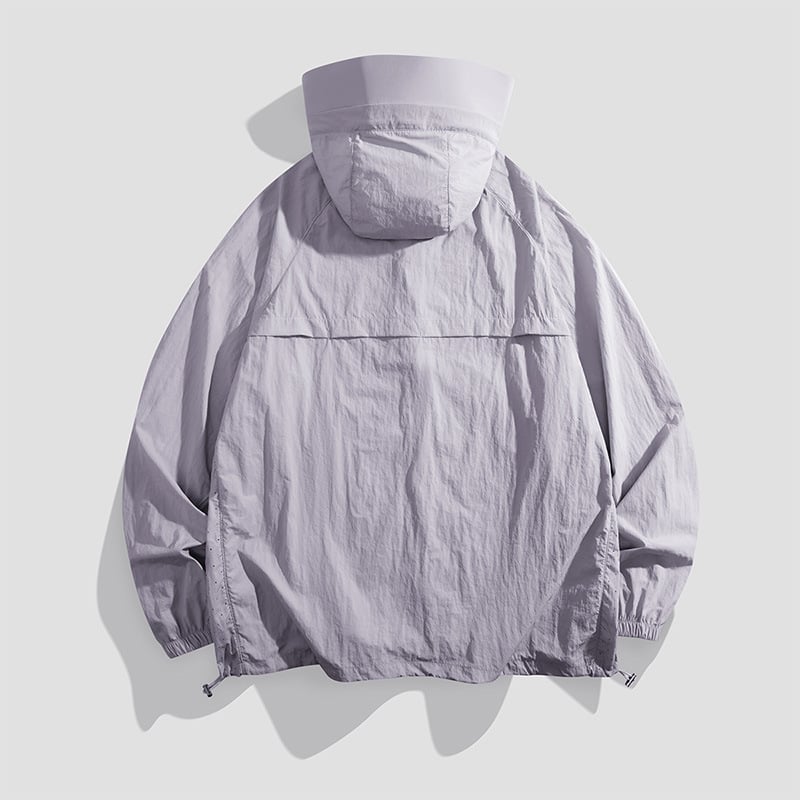 Outdoor windbreaker unisex s kapucňou, nylon, rýchloschnúci materiál, UPF50+ UV ochrana