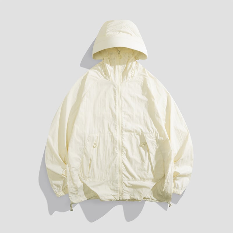 Outdoor windbreaker unisex s kapucňou, nylon, rýchloschnúci materiál, UPF50+ UV ochrana