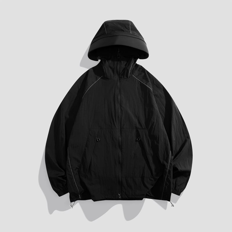 Outdoor windbreaker unisex s kapucňou, nylon, rýchloschnúci materiál, UPF50+ UV ochrana