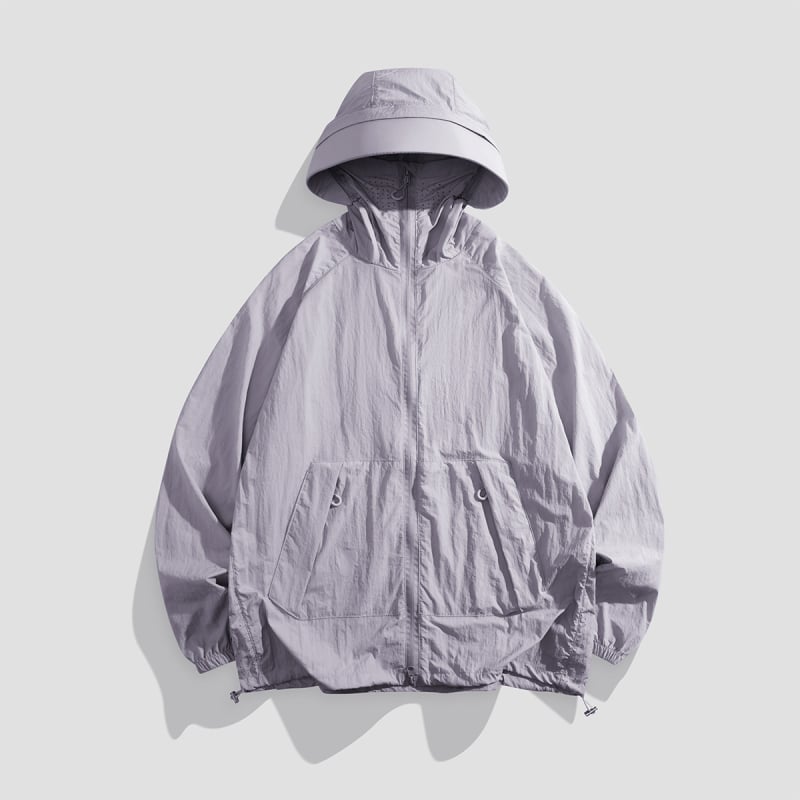 Outdoor windbreaker unisex s kapucňou, nylon, rýchloschnúci materiál, UPF50+ UV ochrana