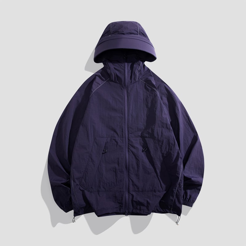 Outdoor windbreaker unisex s kapucňou, nylon, rýchloschnúci materiál, UPF50+ UV ochrana