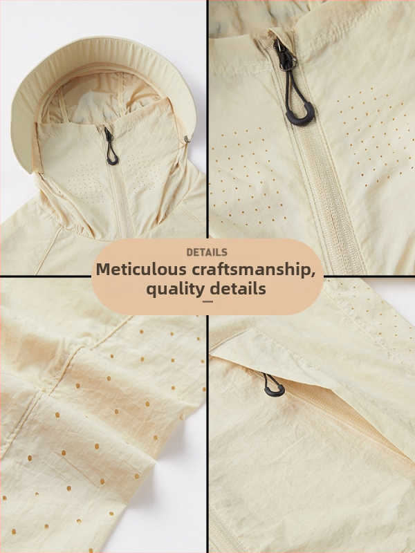 Āra vējdere ar kapuci, viegls neilona audums, UPF50+ UV aizsardzība, piemērots makšķerēšanai, pārgājieniem un ceļojumiem