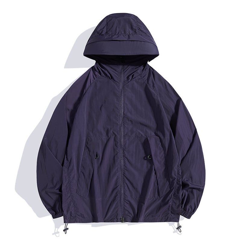 Geacă de vânt outdoor cu glugă, din nailon ușor, protecție UV UPF50+, pentru pescuit, drumeții și călătorii