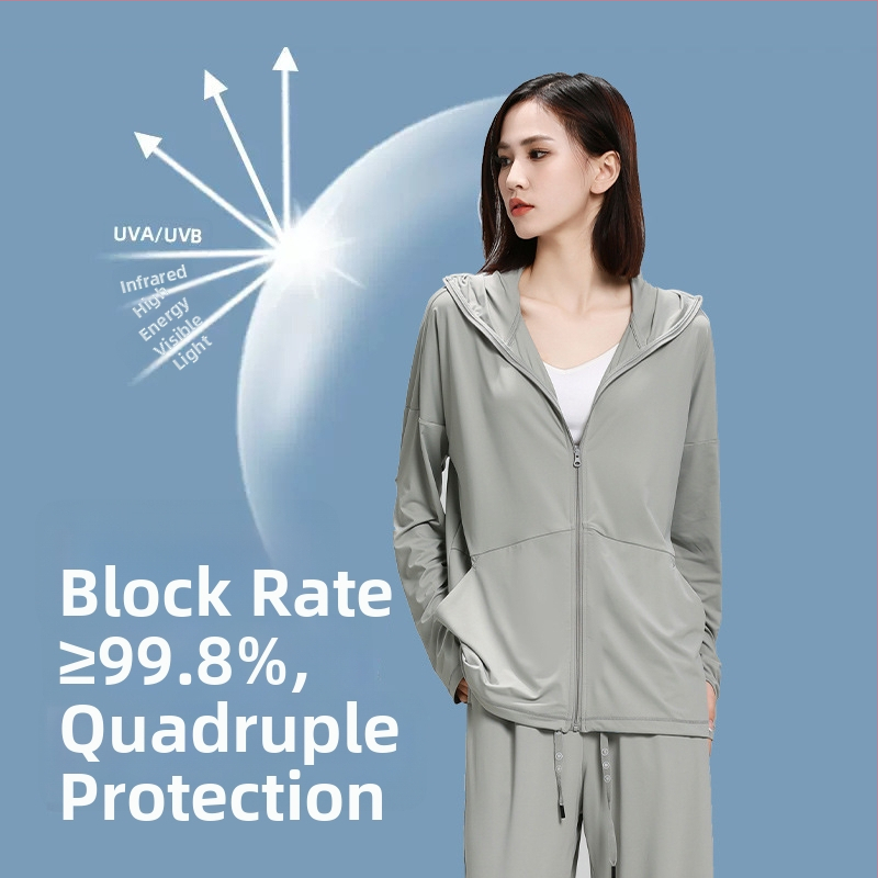 Set za zaštitu od sunca s kapuljačom za aktivne sportove — UPF50+ UV zaštita, brzo sušenje, prozračan lagan materijal, 185 g (88% nylon, 12% spandex) — gornji dio i hlače