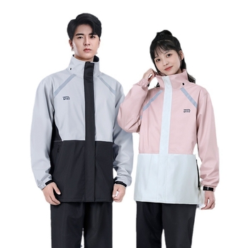 Išskirtas lietaus striukės su kelnais komplektas motoriniam važiavimui, vandeniui atsparus PVC sluoksnis, Chunya Spinning audinys, suaugusieji, logotipo pritaikymas