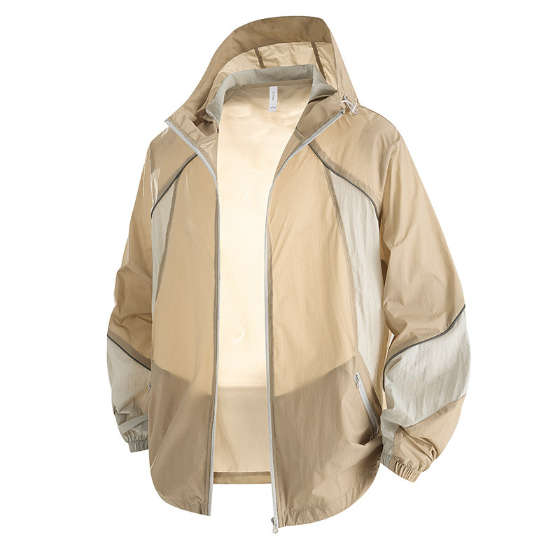 Unisex lauko vėjinė striukė – lengva, su gobtuvu, kvėpuojanti, greitai džiūsta, audinys iš originalių pluoštų nailono, UPF50+ UV apsauga