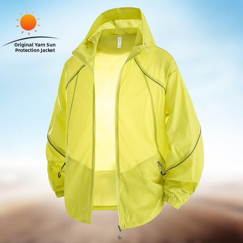 Unisex lauko vėjinė striukė – lengva, su gobtuvu, kvėpuojanti, greitai džiūsta, audinys iš originalių pluoštų nailono, UPF50+ UV apsauga