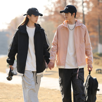 Unisex išorinė vėjo striukė, kvėpuojanti, UPF50+ nuo saulės, blizgi dengta medžiaga, vidutinio ilgio