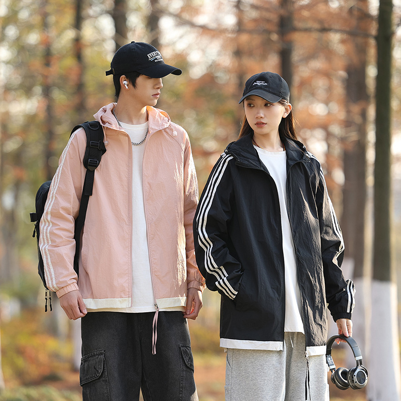 Unisex išorinė vėjo striukė, kvėpuojanti, UPF50+ nuo saulės, blizgi dengta medžiaga, vidutinio ilgio