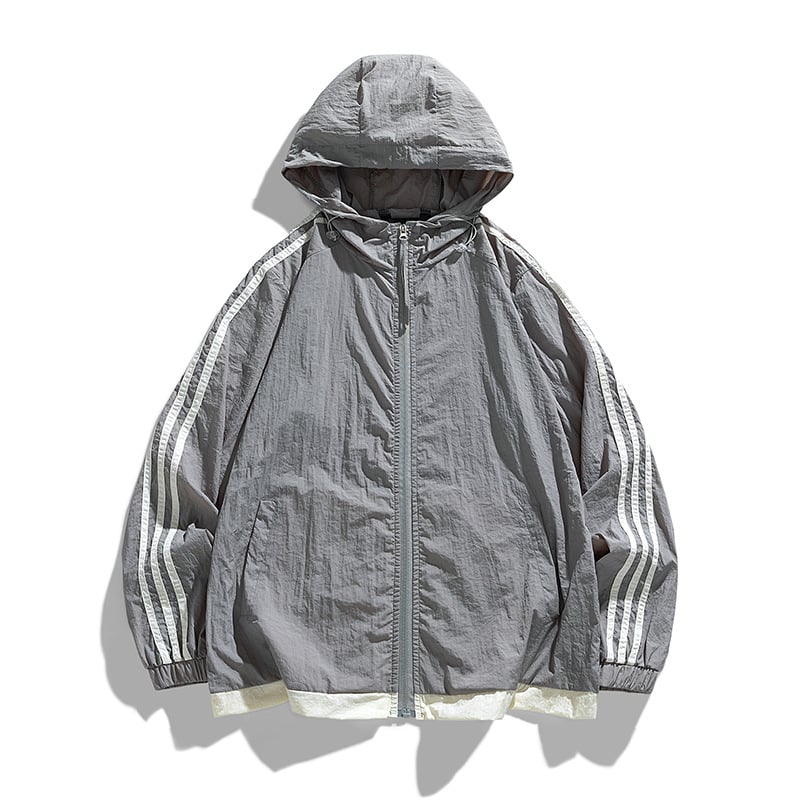 Unisex išorinė vėjo striukė, kvėpuojanti, UPF50+ nuo saulės, blizgi dengta medžiaga, vidutinio ilgio