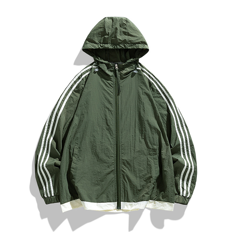 Unisex išorinė vėjo striukė, kvėpuojanti, UPF50+ nuo saulės, blizgi dengta medžiaga, vidutinio ilgio