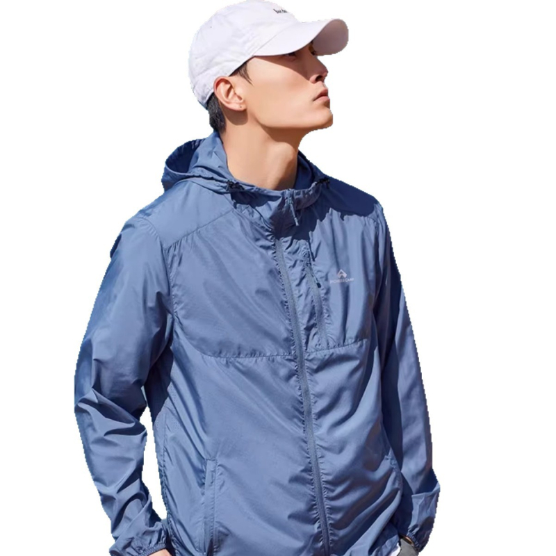 Lauko striukė su gobtuvu iš nailono, unisex, greitai džiūsta, kvėpuojanti, UV apsauga UPF50+, drėgmės valdymas