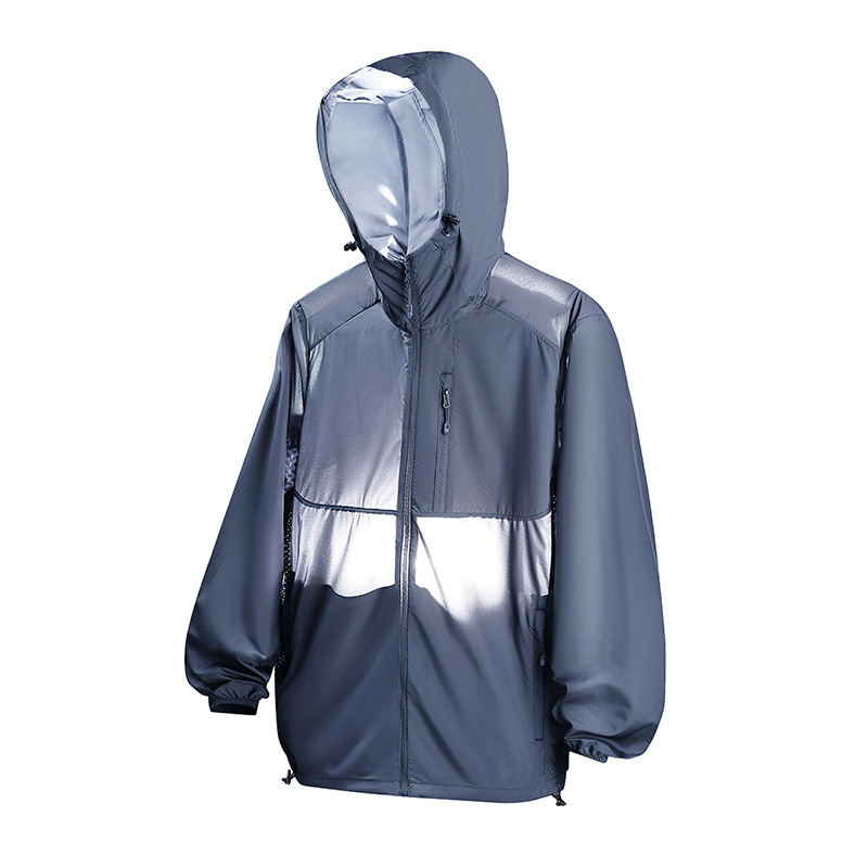 Lauko striukė su gobtuvu iš nailono, unisex, greitai džiūsta, kvėpuojanti, UV apsauga UPF50+, drėgmės valdymas