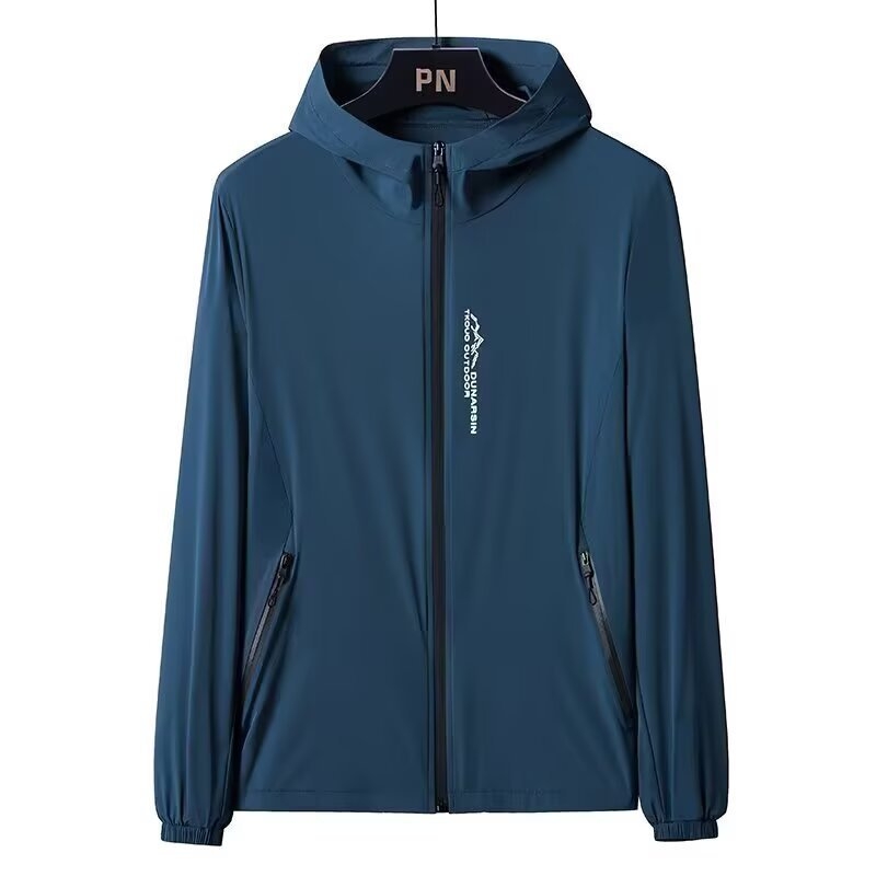 Kapuutsiga päikesekaitse jope, õhuke polüester, suvi, eesmine tõmblukk, külje taskud