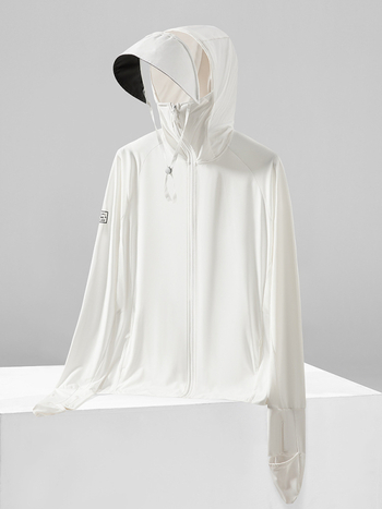 Išorinė striukė su UV apsauga UPF50+, gobtuvu, kvėpuojanti ir greitai džiūstanti Ice Silk audinys (87% nailonas, 13% spandeksas) - įprasta ilgio