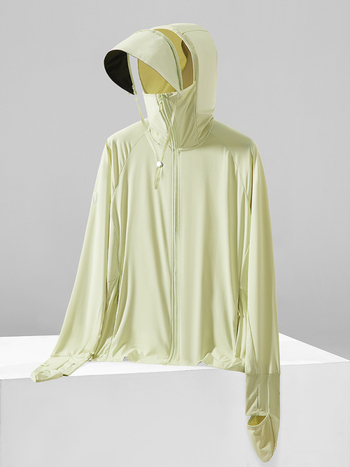 Išorinė striukė su UV apsauga UPF50+, gobtuvu, kvėpuojanti ir greitai džiūstanti Ice Silk audinys (87% nailonas, 13% spandeksas) - įprasta ilgio