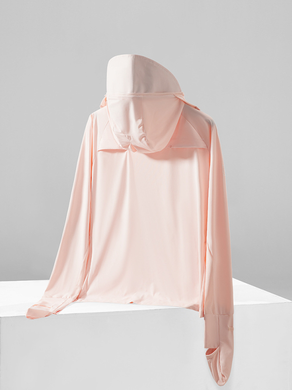 Išorinė striukė su UV apsauga UPF50+, gobtuvu, kvėpuojanti ir greitai džiūstanti Ice Silk audinys (87% nailonas, 13% spandeksas) - įprasta ilgio