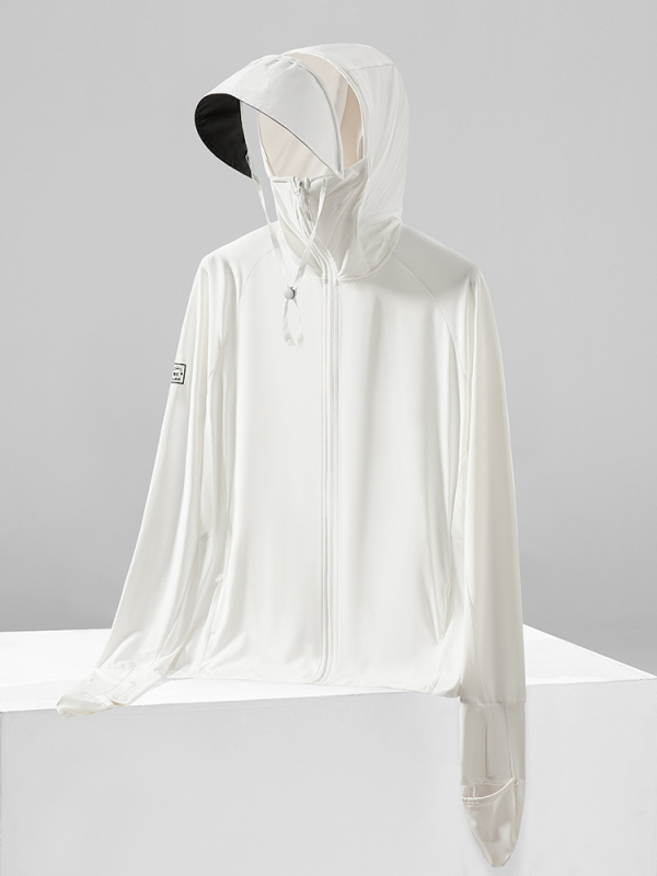 Išorinė striukė su UV apsauga UPF50+, gobtuvu, kvėpuojanti ir greitai džiūstanti Ice Silk audinys (87% nailonas, 13% spandeksas) - įprasta ilgio