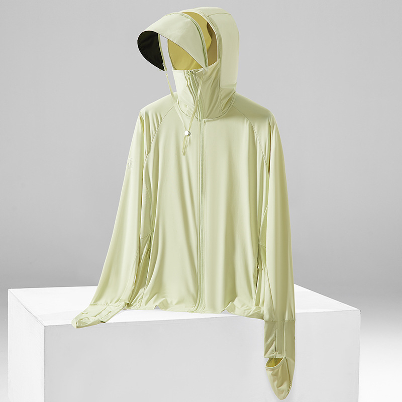 Išorinė striukė su UV apsauga UPF50+, gobtuvu, kvėpuojanti ir greitai džiūstanti Ice Silk audinys (87% nailonas, 13% spandeksas) - įprasta ilgio