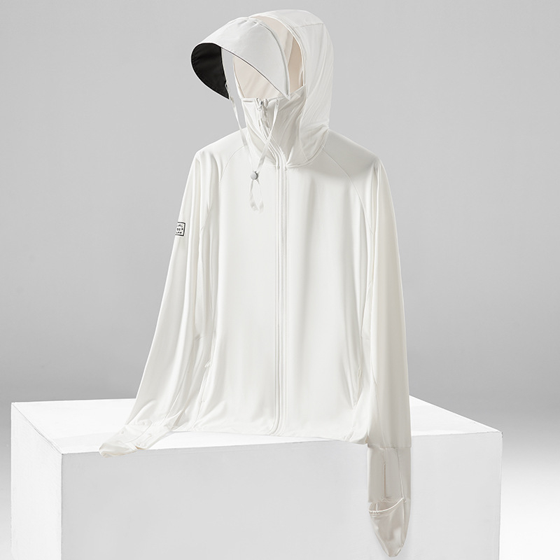 Išorinė striukė su UV apsauga UPF50+, gobtuvu, kvėpuojanti ir greitai džiūstanti Ice Silk audinys (87% nailonas, 13% spandeksas) - įprasta ilgio