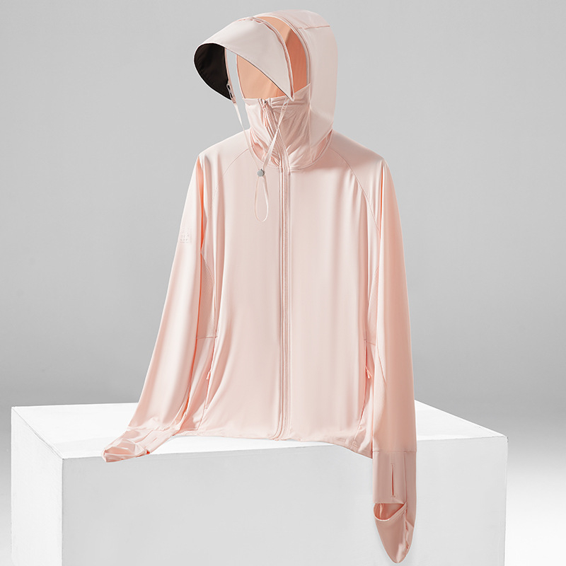 Išorinė striukė su UV apsauga UPF50+, gobtuvu, kvėpuojanti ir greitai džiūstanti Ice Silk audinys (87% nailonas, 13% spandeksas) - įprasta ilgio