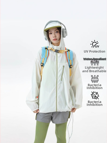UV-kaitsekapuutsiga riietus UPF50+ kerge veekindel nailon 100% külgse taskutega