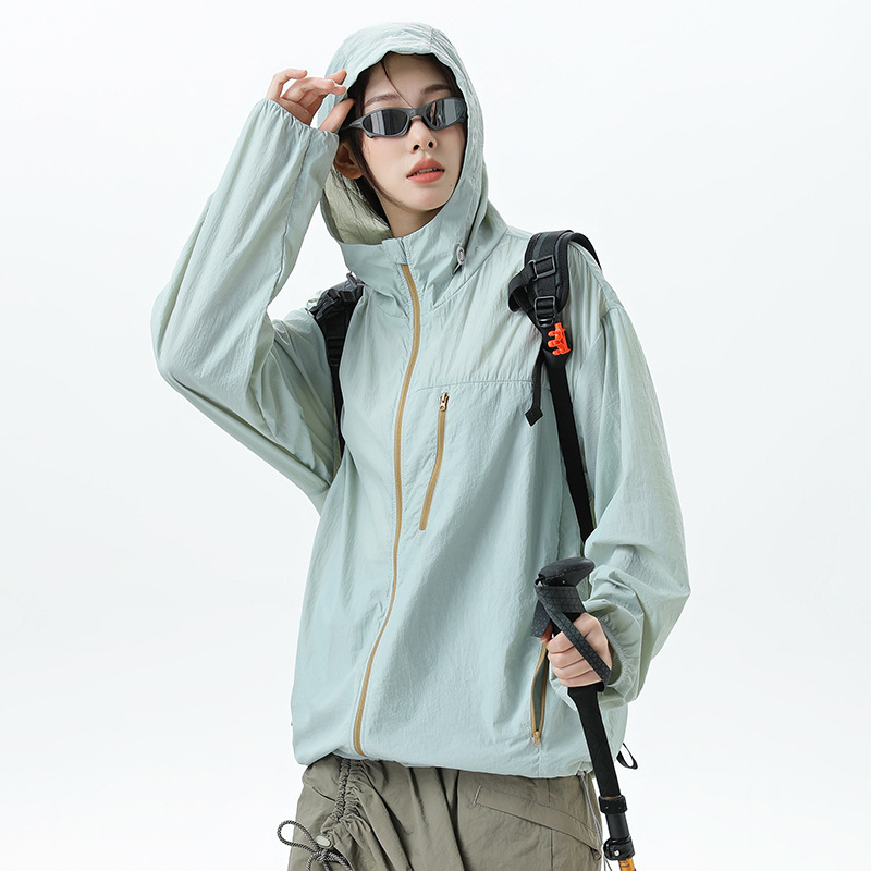 UV-kaitsekapuutsiga riietus UPF50+ kerge veekindel nailon 100% külgse taskutega