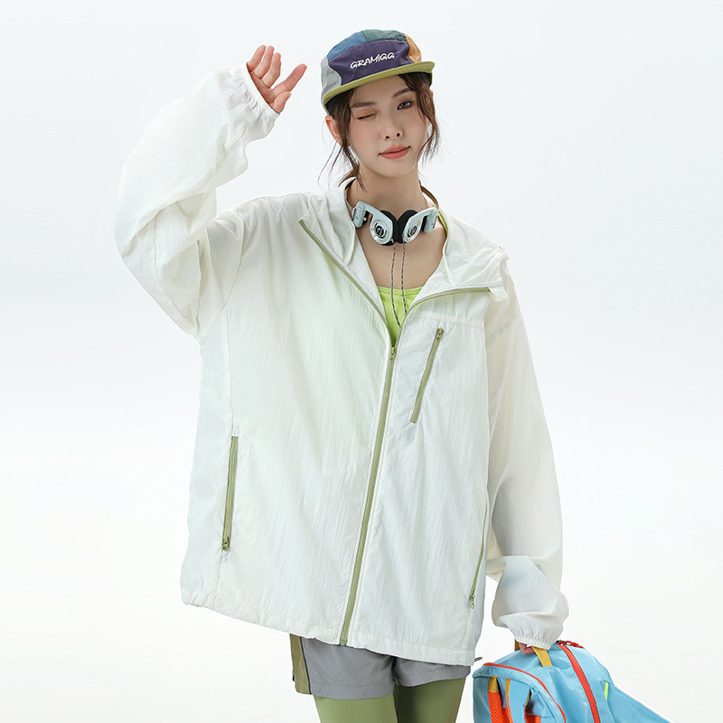 UV-kaitsekapuutsiga riietus UPF50+ kerge veekindel nailon 100% külgse taskutega