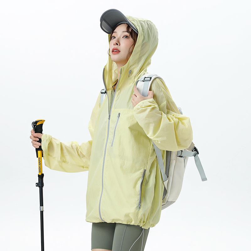 UV-kaitsekapuutsiga riietus UPF50+ kerge veekindel nailon 100% külgse taskutega