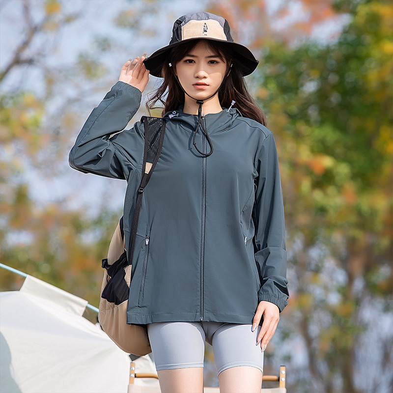 Gobtuvinė UV apsauga striukė lauko sportui UPF50+ (greitai džiūsta, kvėpuojanti, lengva, 90% nailonas, 10% spandeksas)