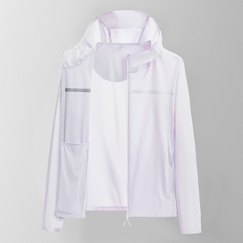 Unisex vasarinė vėjo striukė su UPF50+ saulės apsauga, gobtuvą, dryžuotas raštas, greitai džiūsta, 83% nylonas / 17% spandekso