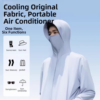 Päikesekaitsekapuutsiga jakk suveks — hingav polüesteri segu, õhuke kangas, tõmblukk, kolmemõõtmelised patch taskud