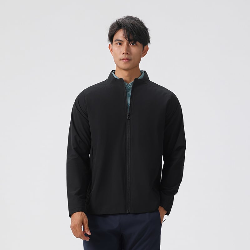 Jachetă impermeabilă pentru bărbați, cu dublu strat, guler înalt, mâneci lungi, țesătură țesută